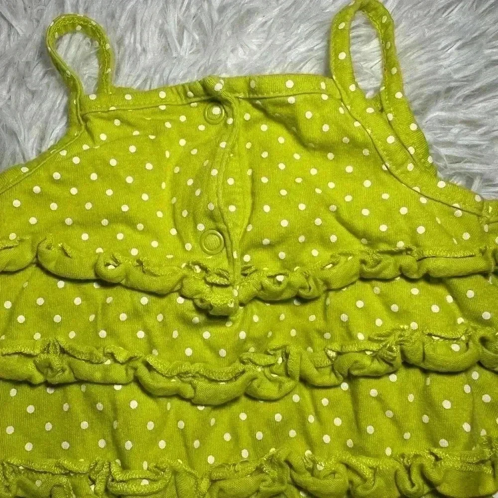 Carter's Baby Girl Lime Green Polka‎ Dot Ruffle Romper Outfit